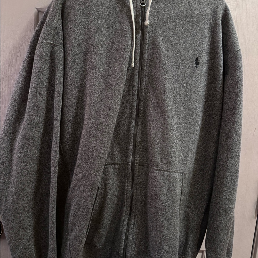 Polo Ralph Lauren Heavy, Full Zip 2XLT Hoodie & LT Pants Gray Men's, Blue Pony